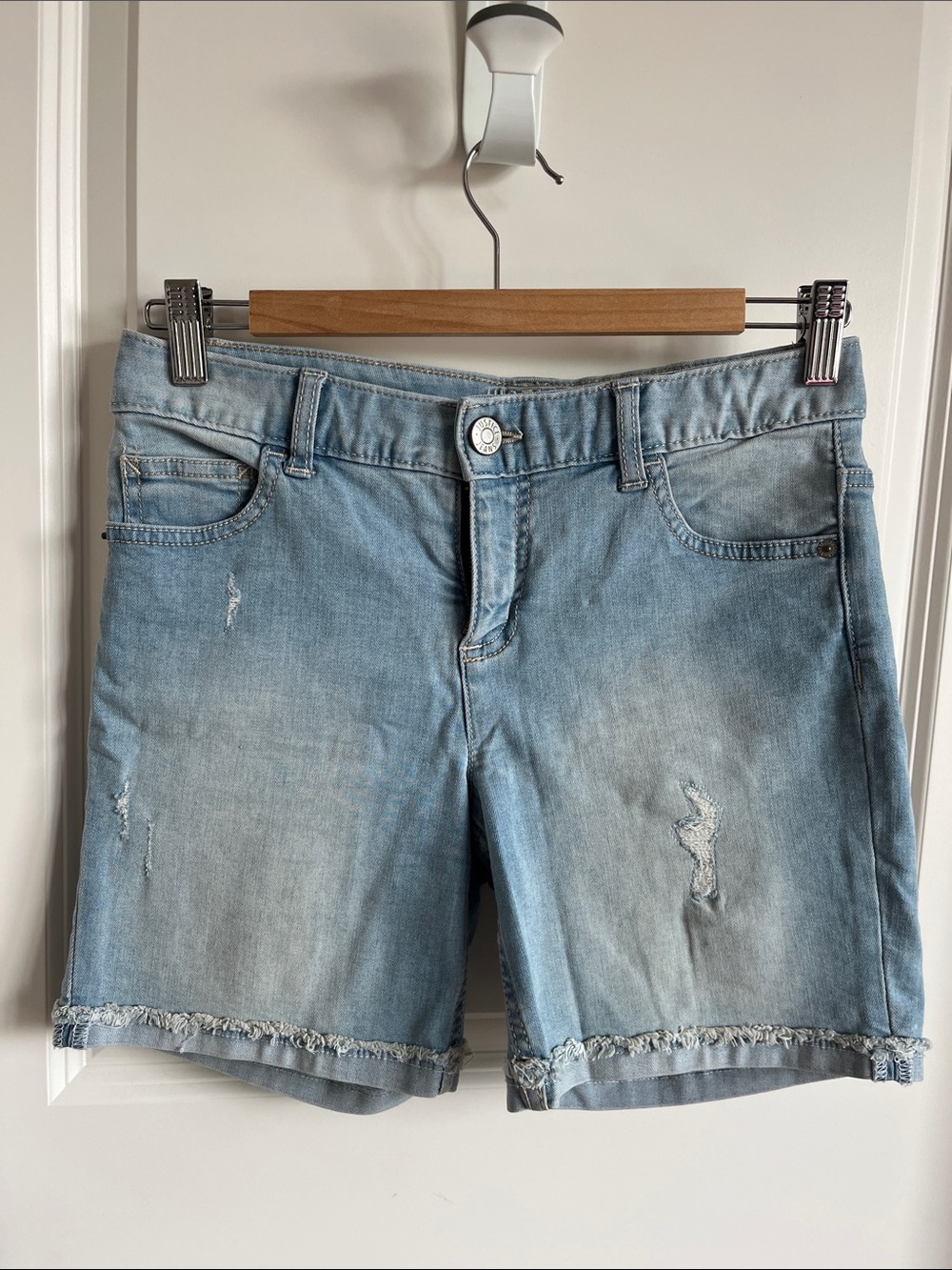 Justice Light Blue Distressed Denim Shorts